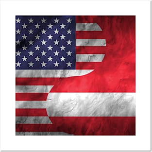 USA Austria Dual Yin Yang Flag Posters and Art